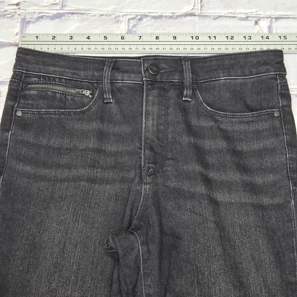Athleta Sculptek Skinny Jeans Black Carbon Faded Ankle Zip‎ Denim Womens 6